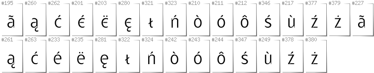 Kashubian - Additional glyphs in font Gatometrix