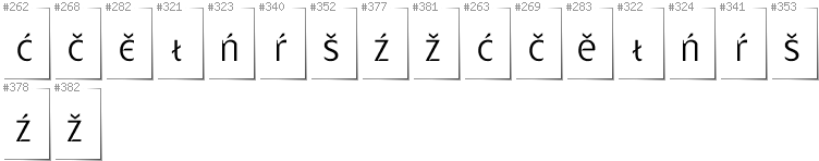 Upper Sorbian - Additional glyphs in font Gatometrix