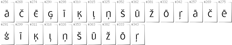 Latvian - Additional glyphs in font Gatometrix