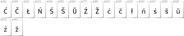 Weißrussisch Lacinka - Zusätzliche Zeichen in der Schrift Glametrix