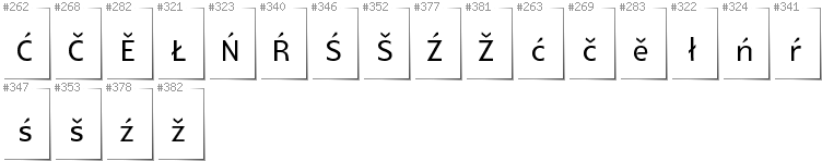 Niedersorbisch - Zusätzliche Zeichen in der Schrift Glametrix