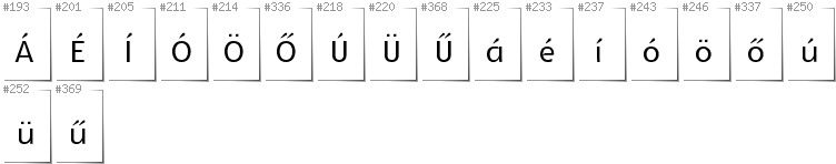 Ungarisch - Zusätzliche Zeichen in der Schrift Glametrix