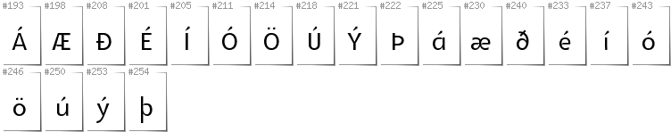 Isländisch - Zusätzliche Zeichen in der Schrift Glametrix