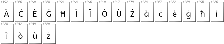 Maltesisch - Zusätzliche Zeichen in der Schrift Glametrix