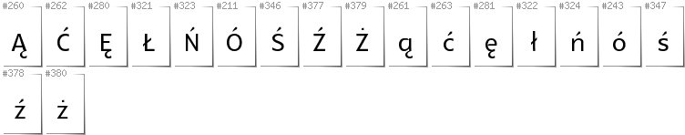 Polnisch - Zusätzliche Zeichen in der Schrift Glametrix