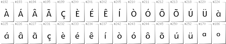 Portugiesisch - Zusätzliche Zeichen in der Schrift Glametrix