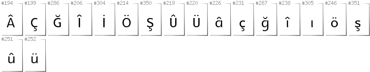 Türkisch - Zusätzliche Zeichen in der Schrift Glametrix