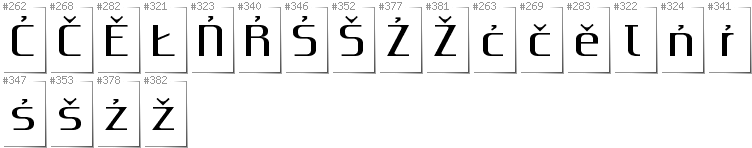 Lower Sorbian - Additional glyphs in font Gputeks