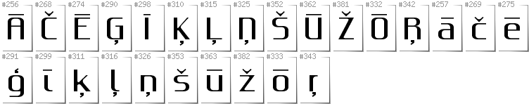 Latvian - Additional glyphs in font Gputeks