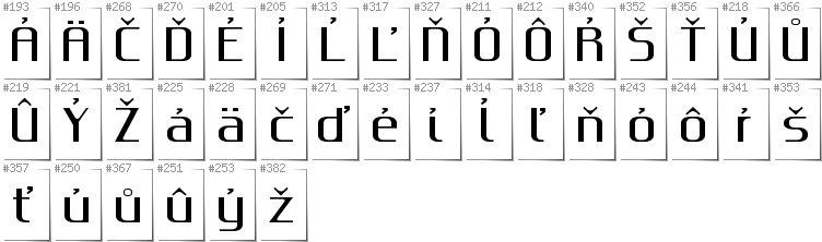 Slovakian - Additional glyphs in font Gputeks