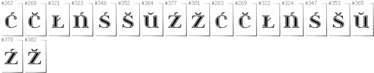 Belarusan Lacinka - Additional glyphs in font Itsadzoke