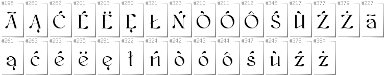 Kashubian - Additional glyphs in font Kawoszeh
