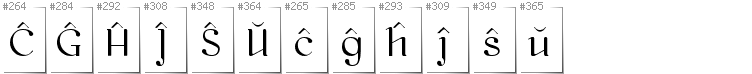 Esperanto - Dodatkowe glify w foncie Kawoszeh