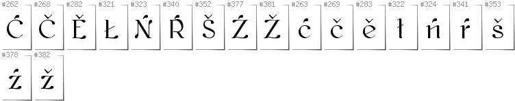 Upper Sorbian - Additional glyphs in font Kawoszeh