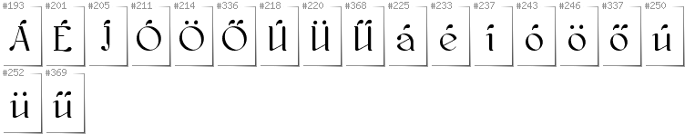 Hungarian - Additional glyphs in font Kawoszeh