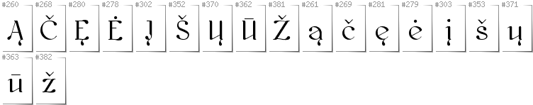 Lithuanian - Additional glyphs in font Kawoszeh