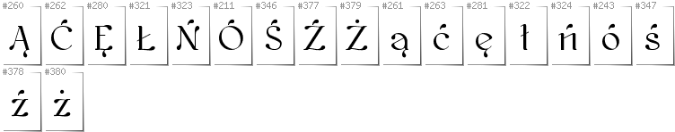 Polish - Additional glyphs in font Kawoszeh