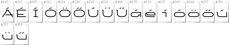 Hungarian - Additional glyphs in font Ketosag