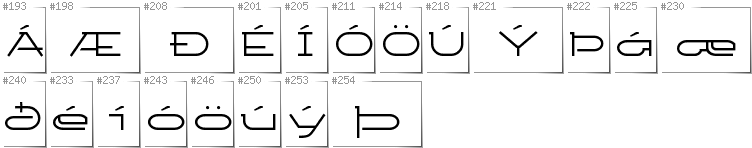 Icelandic - Additional glyphs in font Ketosag