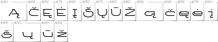 Lithuanian - Additional glyphs in font Ketosag