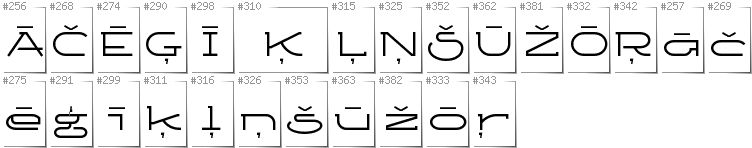 Latvian - Additional glyphs in font Ketosag