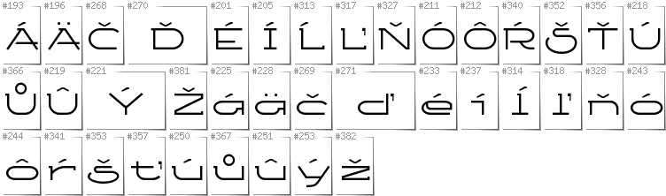 Slovakian - Additional glyphs in font Ketosag