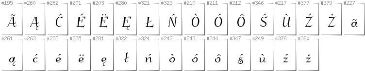 Kashubian - Additional glyphs in font Kleymissky