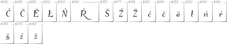 Upper Sorbian - Additional glyphs in font Kleymissky