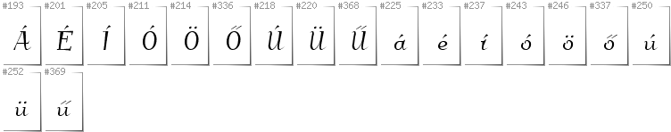 Hungarian - Additional glyphs in font Kleymissky