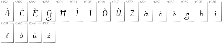 Maltese - Additional glyphs in font Kleymissky