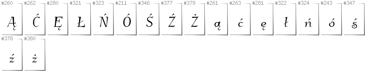 Polish - Additional glyphs in font Kleymissky