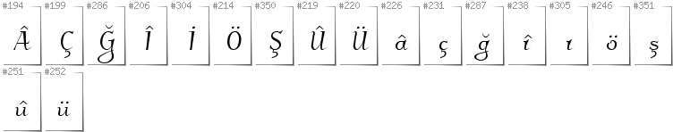 Turkish - Additional glyphs in font Kleymissky