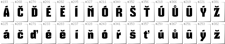 Czech - Additional glyphs in font Mikodacs