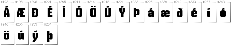 Icelandic - Additional glyphs in font Mikodacs