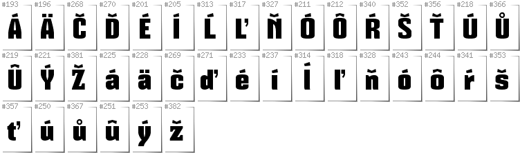 Slovakian - Additional glyphs in font Mikodacs