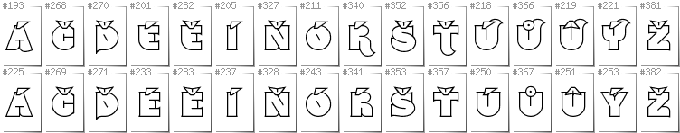 Czech - Additional glyphs in font Namskout