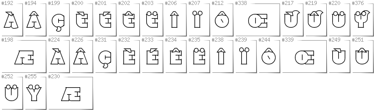 French - Additional glyphs in font Namskout