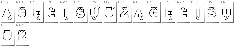Lithuanian - Additional glyphs in font Namskout
