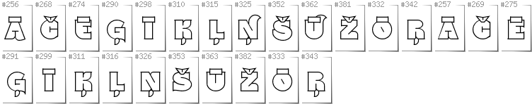 Latvian - Additional glyphs in font Namskout