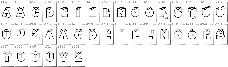 Slovakian - Additional glyphs in font Namskout