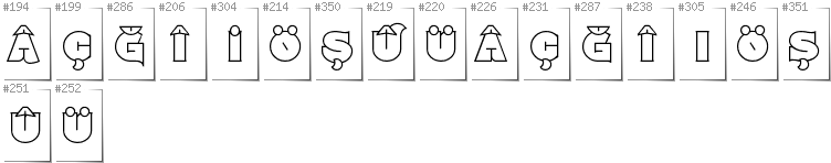 Turecki - Dodatkowe glify w foncie Namskout