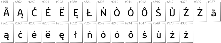 Kashubian - Additional glyphs in font Nikodecs