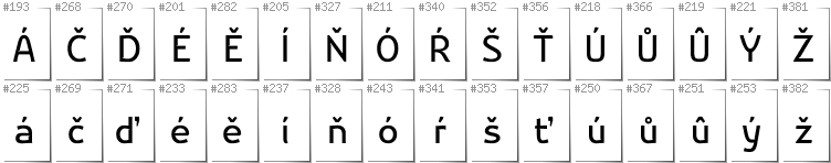 Tschechisch - Zusätzliche Zeichen in der Schrift Nikodecs