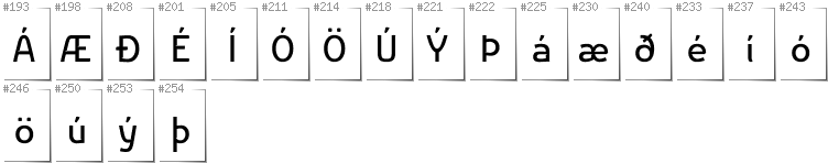 Icelandic - Additional glyphs in font Nikodecs