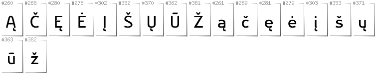 Lithuanian - Additional glyphs in font Nikodecs