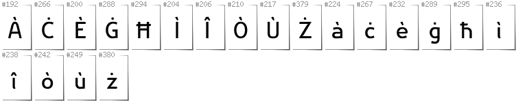 Maltese - Additional glyphs in font Nikodecs