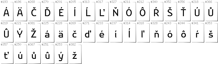 Slovakian - Additional glyphs in font Nikodecs