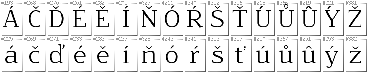 Czech - Additional glyphs in font NoName02