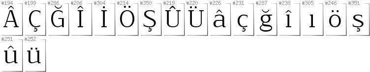 Turkish - Additional glyphs in font NoName02