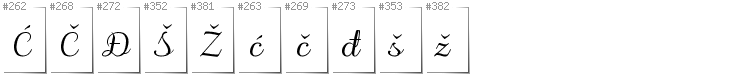 Bosnian - Additional glyphs in font Odstemplik